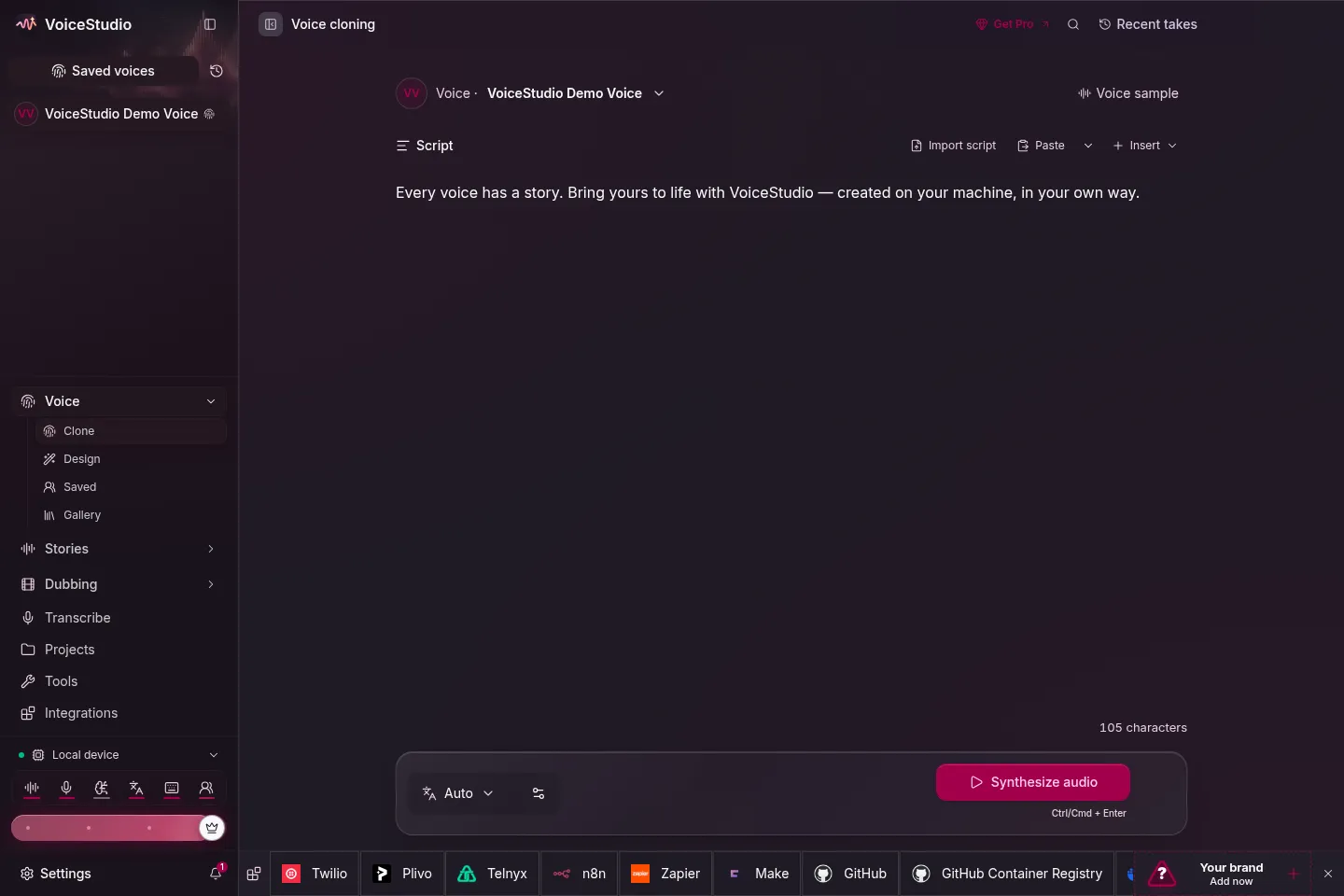 Screenshot of VoiceStudio